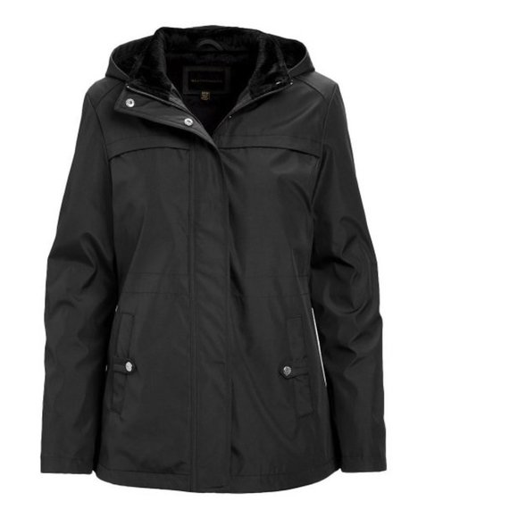 NWT Weatherproof Black Bonded Hooded Anorak Quilted inside, Faux fur lin… - Picture 1 of 12